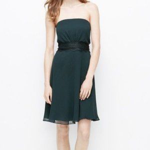 Ann Taylor Lace Trim Georgette Strapless Dress 4P Four Petite NWT Cocktail Green